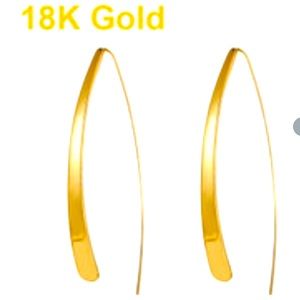 Bright highly Polished Gold Bar Threader Earrings